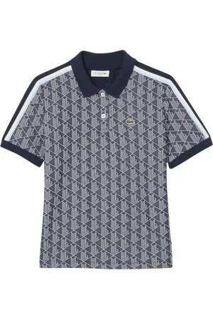 Lacoste Tops, Dames, Blauw, S, Katoen, Moderne Geribbelde Kraag Polo Shirt
