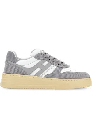 Hogan Schoenen, Dames, Grijs, 37 1/2 EU, Leer, Grijze Retrostijl Sneakers