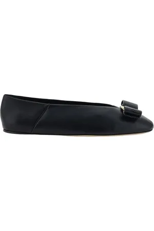 Salvatore Ferragamo Schoenen, Dames, Zwart, 37 1/2 EU, Strik Ballerina