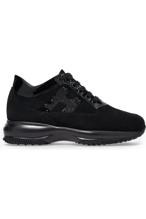 Hogan Schoenen, Dames, Zwart, 37 1/2 EU, Suède, Interactive Zwarte Suède Sneakers