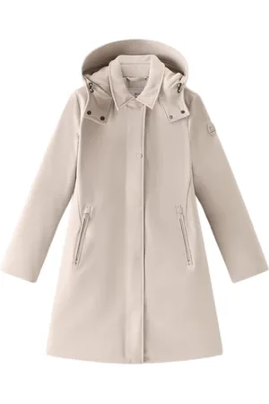 Woolrich Jassen, Dames, , L, Tech Softshell Bruine Trenchcoat