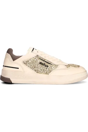 Ghoud Schoenen, Dames, Geel, 36 EU, Leer, Glitter Lage Sneakers in Goud
