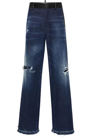 Dsquared2 Jeans, Dames, Blauw, XS, Katoen, Blauwe Distressed Wide Leg Jeans