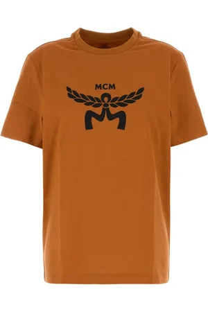 MCM Tops, Dames, Bruin, L, Katoen, Karamel Katoenen T-shirt