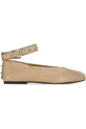 Ash Schoenen, Dames, Roze, 38 EU, Roze Leren Platte Schoenen met Enkelbanden