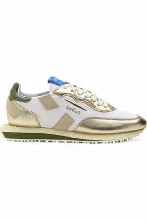 Ghoud Schoenen, Dames, Wit, 40 EU, Nylon, Zachte Lage Nylon Sneakers in Wit en Goud