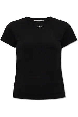 Stella McCartney Tops, Dames, Zwart, M, Katoen, Logo Charm T-Shirt