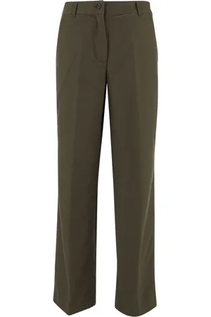 Aspesi Broeken, Dames, Groen, XS, Katoen, Militair Groene Katoenen Stretch Wijde Pijp Broek