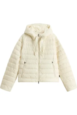 Woolrich Jassen, Dames, Wit, S, Witte Gewatteerde Jas met Capuchon