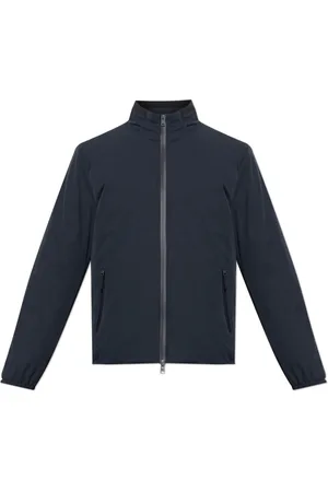 Woolrich Jassen, Heren, Blauw, M, Polyester, Donsjack met opstaande kraag