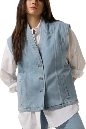ANOTHER LABEL Jassen, Dames, Blauw, L, Denim, Denim Vest voor stijlvolle vrouwen