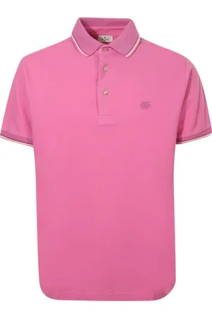 Etro Tops, Heren, Roze, S, Katoen, Fuchsia Polo Shirt Effen Kleur Katoen