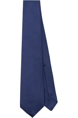 BARBA Accessoires, Heren, Blauw, ONE Size, Blauwe Zijden Jacquard Diamant Stropdas