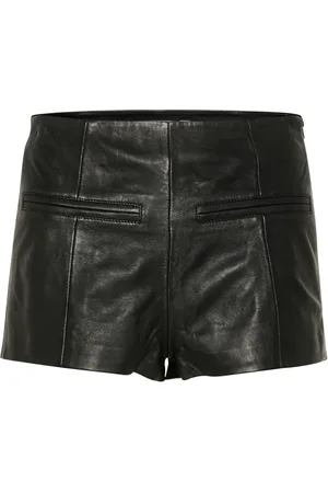 Gestuz Korte broeken, Dames, Zwart, M, Zwarte Leren Hotpants Shorts