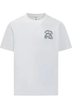 Casablanca Tops, Heren, Wit, L, Katoen, Witte Katoenen T-shirt en Polo