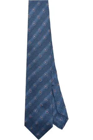 BARBA Accessoires, Heren, Blauw, ONE Size, Blauwe Zijden Jacquard Diamant Stropdas