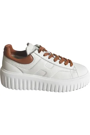 Hogan Schoenen, Dames, Wit, 35 1/2 EU, Leer, Stripes leren sneakers