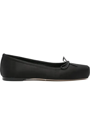 Aeyde Schoenen, Dames, Zwart, 38 EU, Satijn, Satin Ballerina met Vierkante Neus