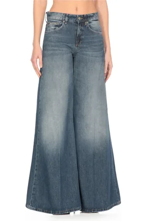 Dondup Jeans, Dames, Blauw, W28, Katoen, Blauwe Katoenen Wijde Pijp Broek