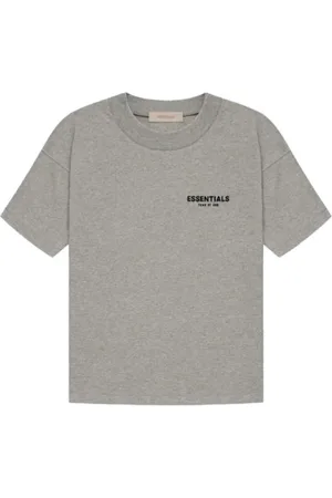 FEAR OF GOD Tops, Dames, Grijs, M, Donker Haver T-shirt Essentials