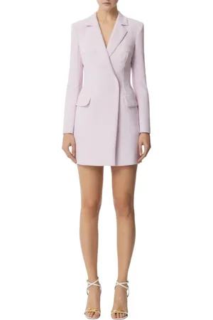 Elisabetta Franchi Kleedjes, Dames, Roze, S, Leer, Crepe Coat Dress met Contrast Bies