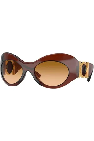 VERSACE Accessoires, Dames, Bruin, ONE Size, Bruine Acetaatzonnebril met categorie 3