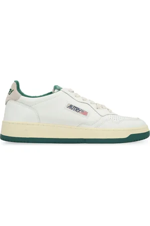 Autry Schoenen, Heren, Wit, 44 EU, Katoen, Low-top sneakers met leren hielstuk