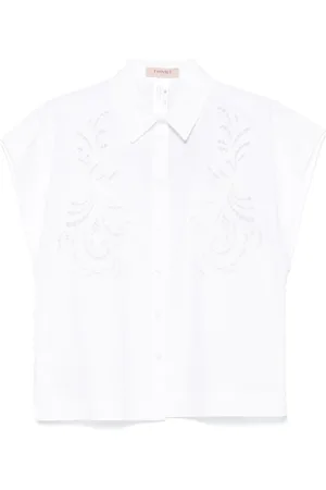 Twin-Set Blouses & Shirts, Dames, Wit, 2Xs, Wit Shirt Set Stijlvol