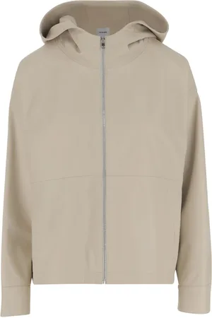 YVES SALOMON Jassen, Dames, , M, Leren jas met capuchon, crème lamsvacht