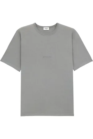 Saint Laurent Tops, Heren, Grijs, XL, Katoen, T-shirt met ronde hals