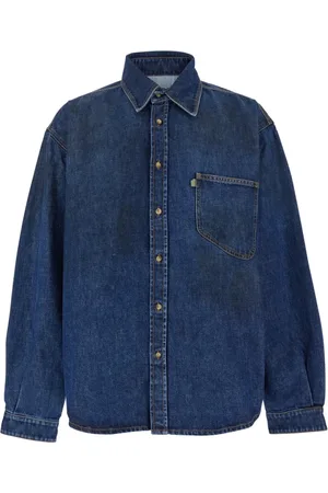ERL Overhemden, Heren, Blauw, XS, Denim, Blauw Denim Shirt met Puntkraag