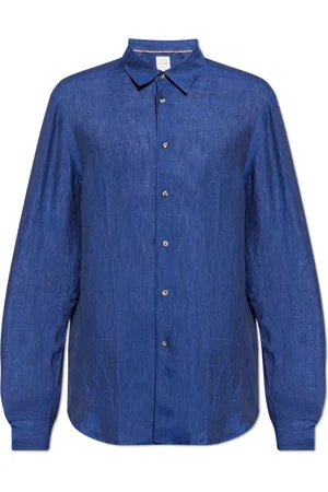 Paul Smith Overhemden, Heren, Blauw, M, Linnen, Linnen overhemd