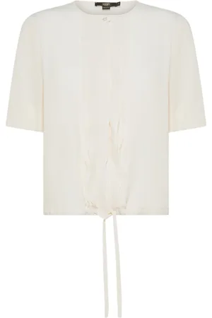 SEVENTY BY SERGIO TEGON Blouses & Shirts, Dames, , M, Katoen, Crème Jersey en Zijden Blouse