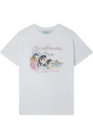 Casablanca Tops, Heren, Wit, S, Katoen, Tennis Club Print Katoenen T-shirt