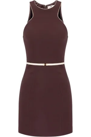 Elisabetta Franchi Kleedjes, Dames, Bruin, S, Polyester, Stijlvolle 96% Polyester 4% Elastaan Jurk