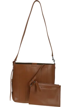 Hogan Tassen, Dames, Bruin, ONE Size, Leer, Bruine Schoudertas met Afneembare Pouch