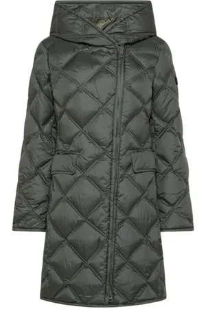 Peuterey Jassen, Dames, Groen, M, Polyester, Lange Groene Gewatteerde Jas