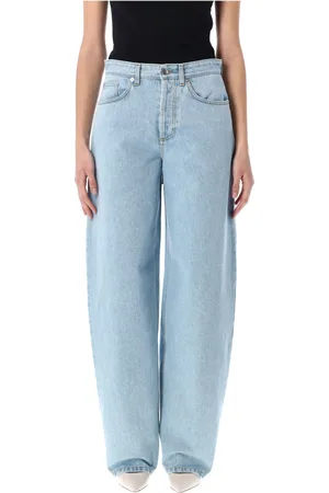 MUGLER Jeans, Dames, Blauw, W26, Katoen, Jeans met wijde pijpen en vetersluiting