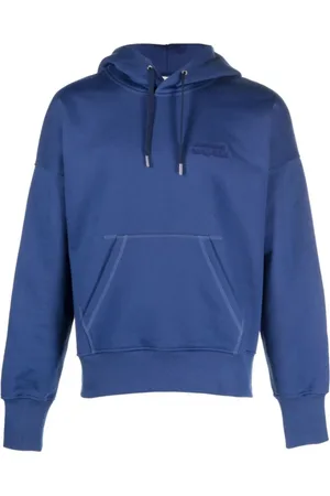 Alexander McQueen Sweatshirts & Hoodies, Heren, Blauw, M, Blauwe Schouder Hoodie Qvx 63