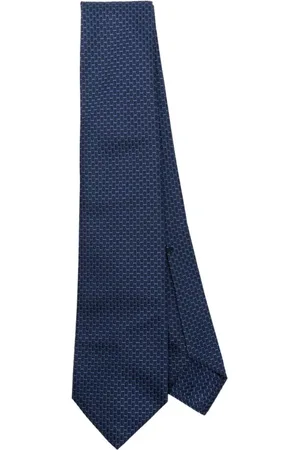 BARBA Accessoires, Heren, Blauw, ONE Size, Blauwe Zijden Jacquard Diamant Stropdas