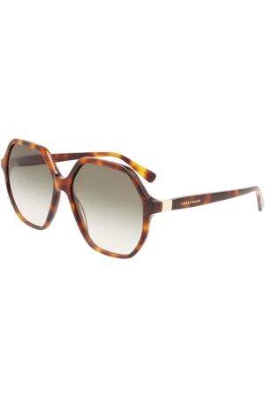 Longchamp Accessoires, Dames, Bruin, ONE Size, Bruine Acetaat Zonnebril met Categorie 3