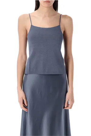 By Malene Birger Tops, Dames, Grijs, S, Blauwe Bloemenapplicatie Top Ss 25