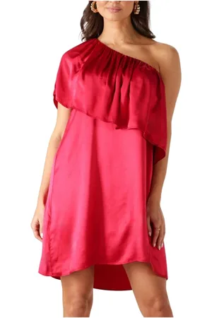 Greek Archaic Kori Kleedjes, Dames, Roze, L, Fuchsia Mini Jurk voor Vrouwen