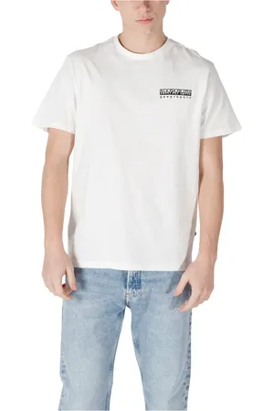 Napapijri Tops, Heren, Wit, M, Katoen, Heren Bedrukt Katoenen T-Shirt