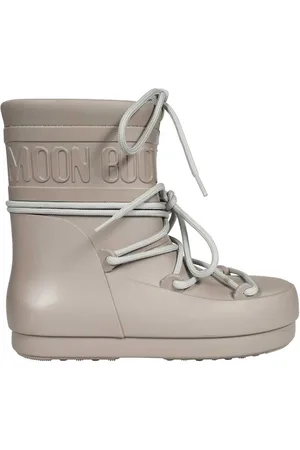 Moon Boot Schoenen, Dames, Grijs, 37 EU, Rubberen regenlaarzen met reliëf