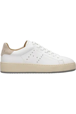 Hogan Schoenen, Dames, Wit, 40 EU, Katoen, Studded Leather Sneakers