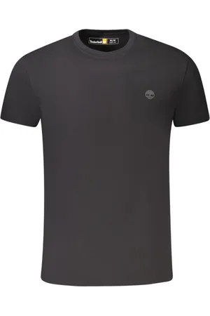 Timberland Tops, Heren, Zwart, S, Katoen, Zwarte Katoenen Slim Fit Crew Neck T-Shirt met Geborduurd Logo