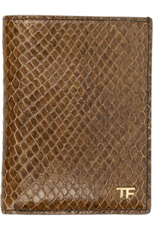 Tom Ford Accessoires, Heren, Bruin, ONE Size, Leer, Slangenprint leren kaarthouder Beige