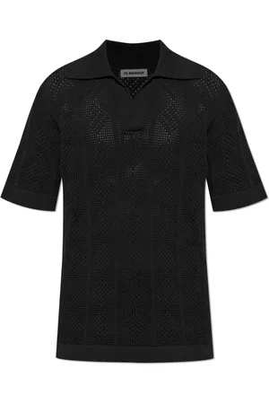 Jil Sander Tops, Heren, Zwart, L, Katoen, Gebreide polo