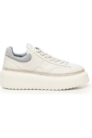 Hogan Schoenen, Dames, Wit, 37 EU, Suède, Witte Sneakers met Suède Inzetstukken